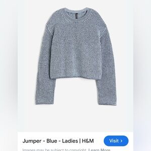 H&M Women's Heather Blue Crew Neck Sweater- Size Medium